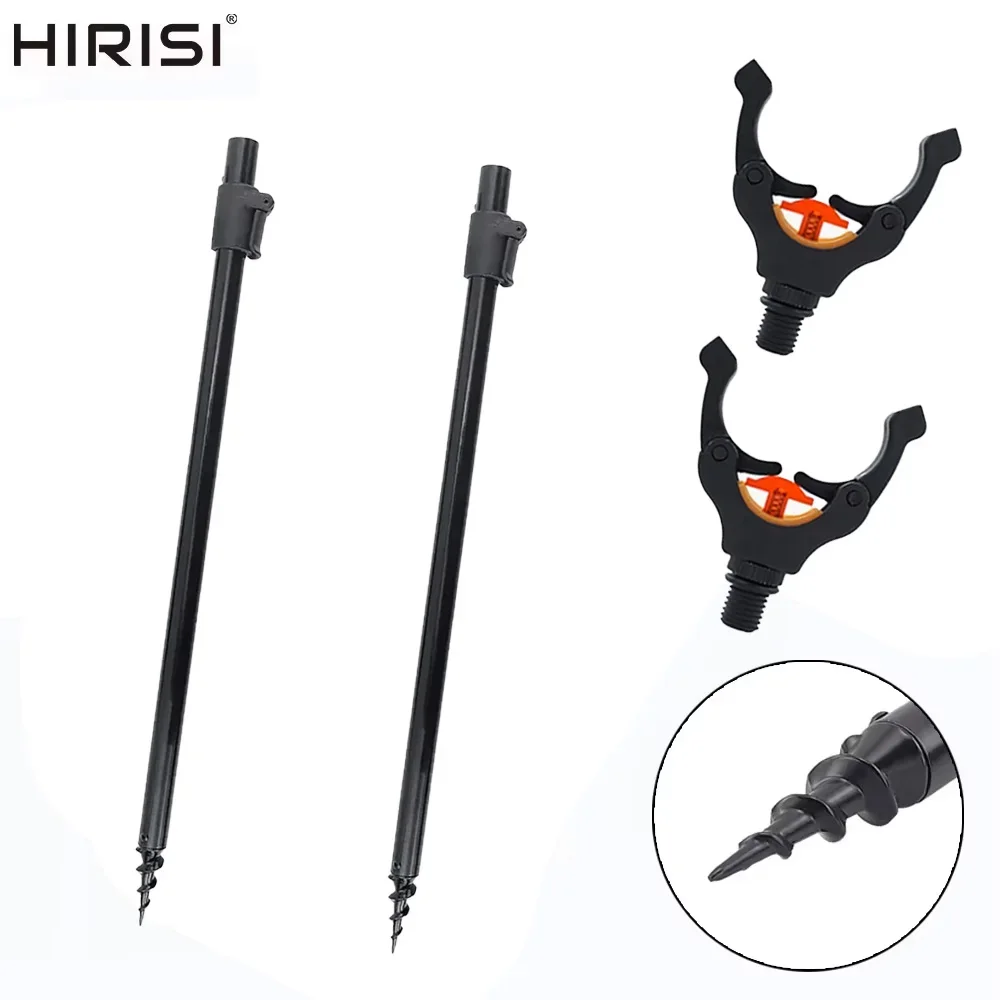 

Hirisi 2 piece Carp Fishing Bank Sticks and 2pcs Rod Rest Head Aluminium Rod Pod Support Fishing Accessories