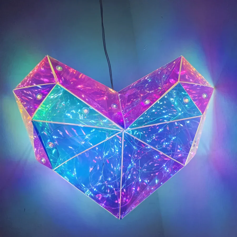 Luminous Artificial LED Table Lamp Decorative Love Heart Iridescent Romantic Girl Friend Gift Surprise Birthday Valentine Decor