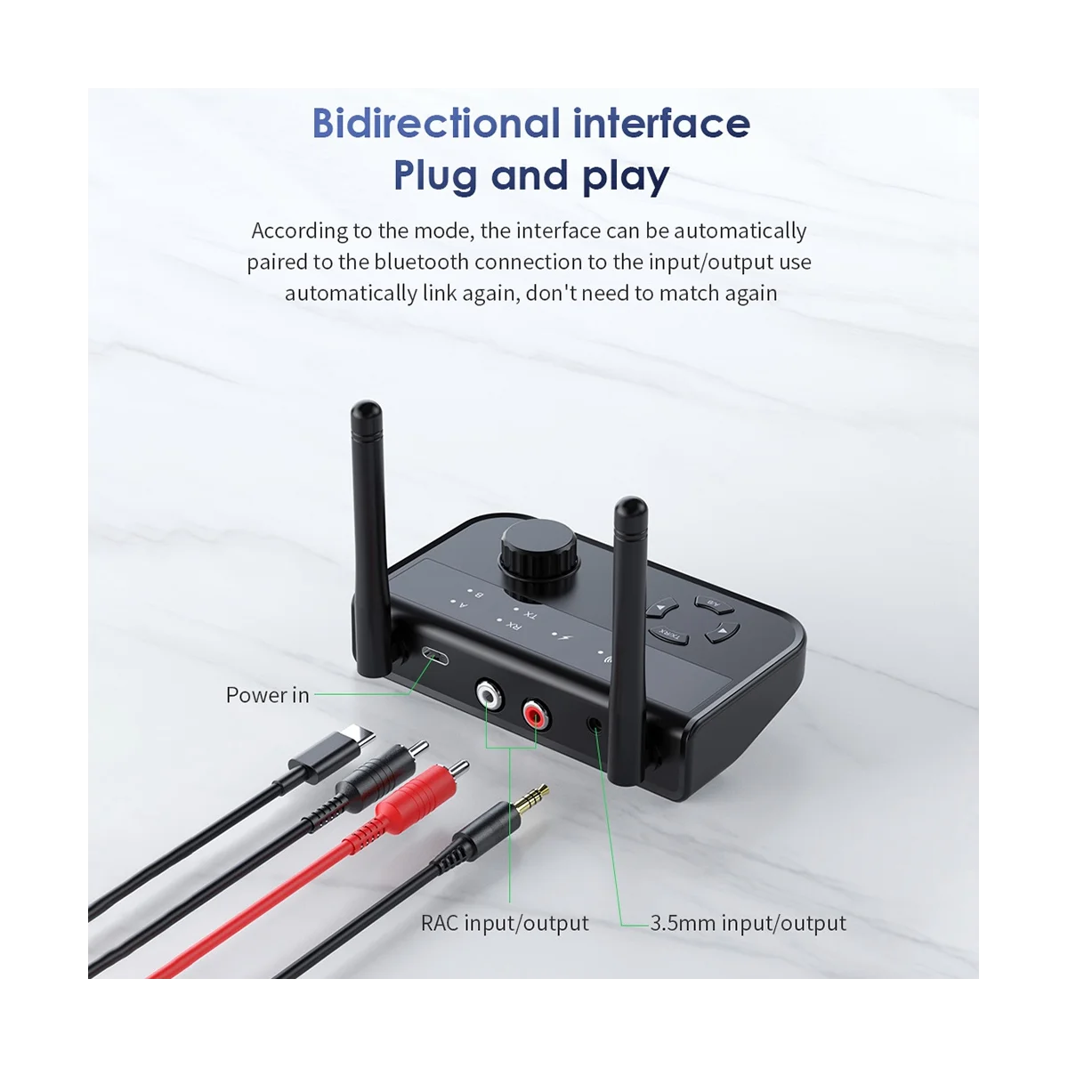 A57G-Bluetooth Sender Empfänger BT5.3 3,5 mm Aux Jack RCA Wireless Audio Musik Adapter für TV Auto PC Kopfhörer