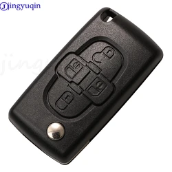 Jingyuqin 4 pulsanti telecomando Flip Car Key Shell Case Fob per Peugeot 1007 per Citroen C8 VA2/HU82 lama CE0523