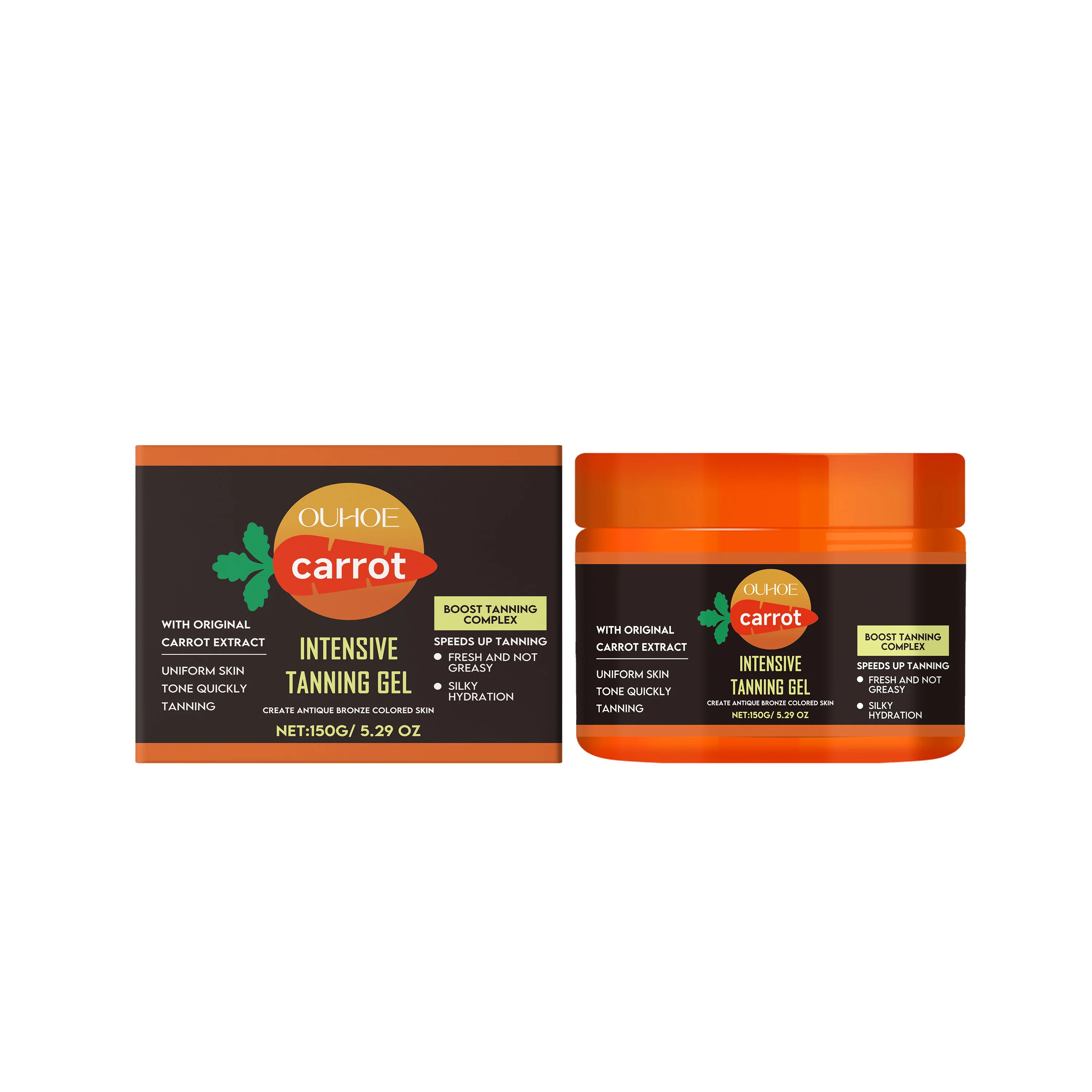 

Carrot Tanning Gel, Hydrating, Light And Easy To Absorb, Nourishing And Caring Skin Tanning Gel