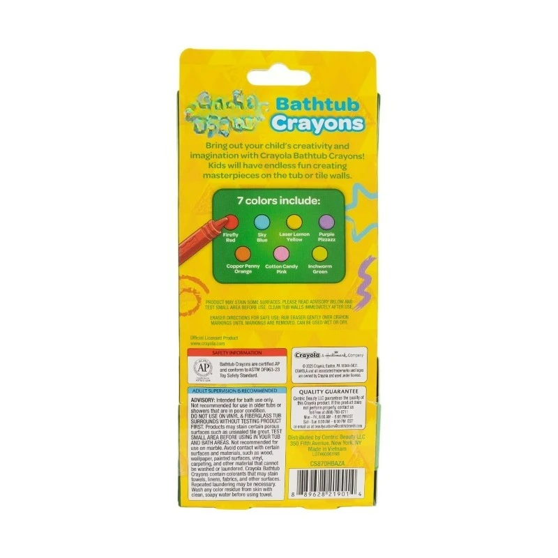 Bath Crayons with Eraser, 8 Pieces