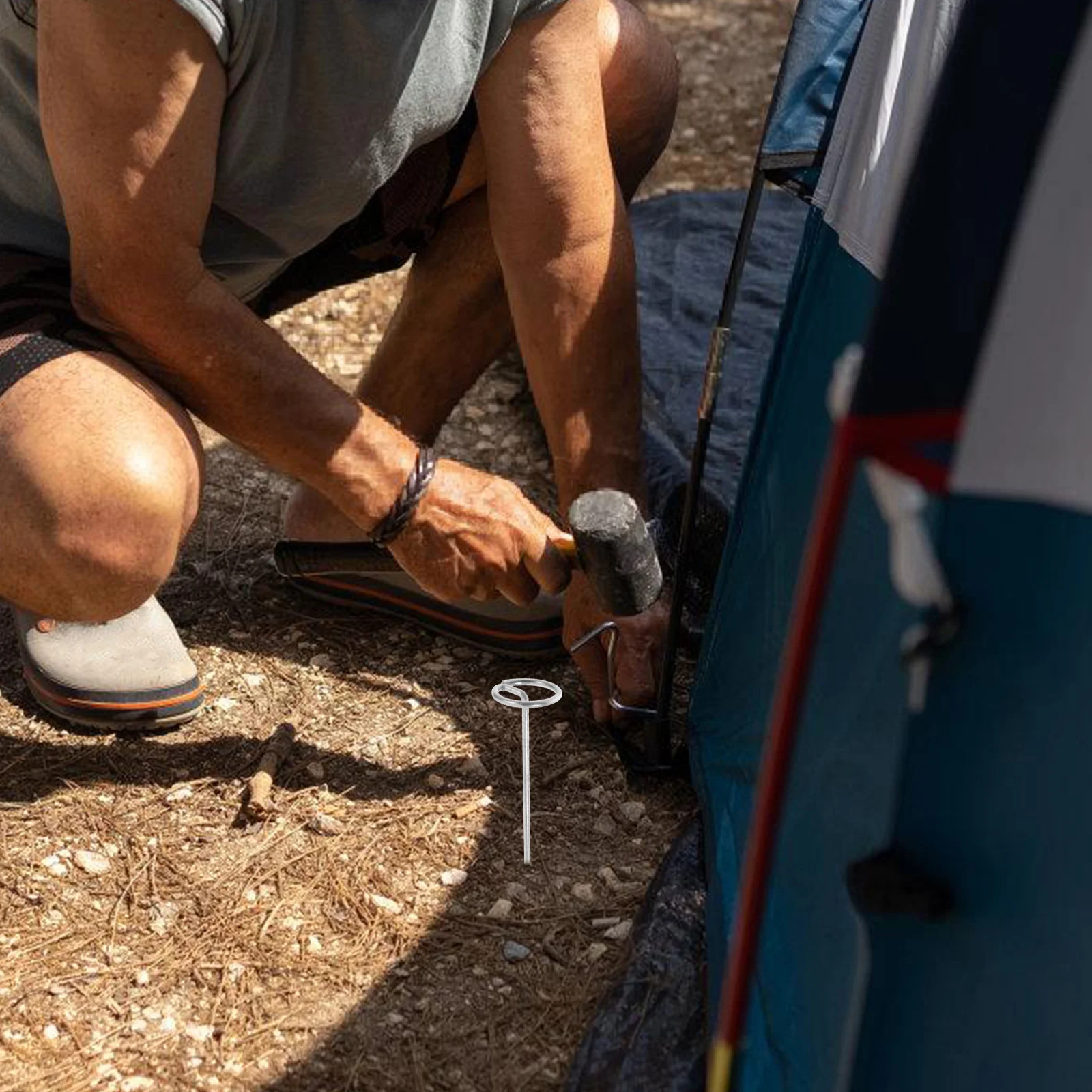 

20pcs Metal Garden Stakes Galvanized Steel Lawn Spikes For Fabric Netting Grass Mats Ground Sheets Circle Top