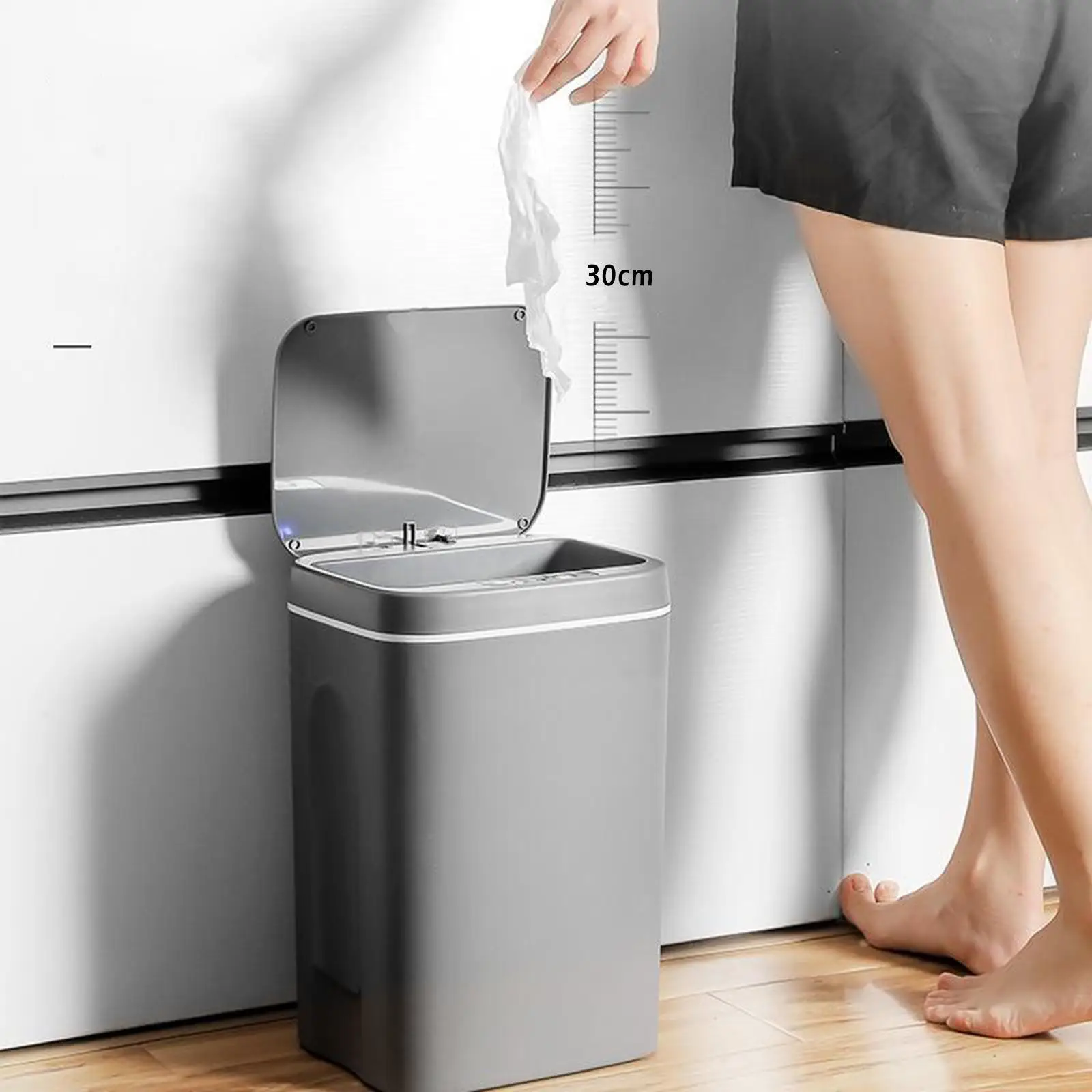 Picture 7: Indoor Automatic Sensor Trash Can with Lid Silent Motor Plastic Bin Smart Garbage Container for Living Spaces