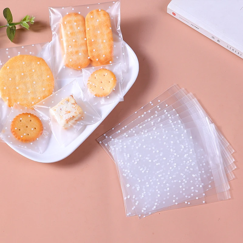 LBSISI Life 100pcs Frosted Matte Dot Candy Cookie Bag Plastic Self Adhensive Bags Wedding Birthday Christmas Biscuits Packaging