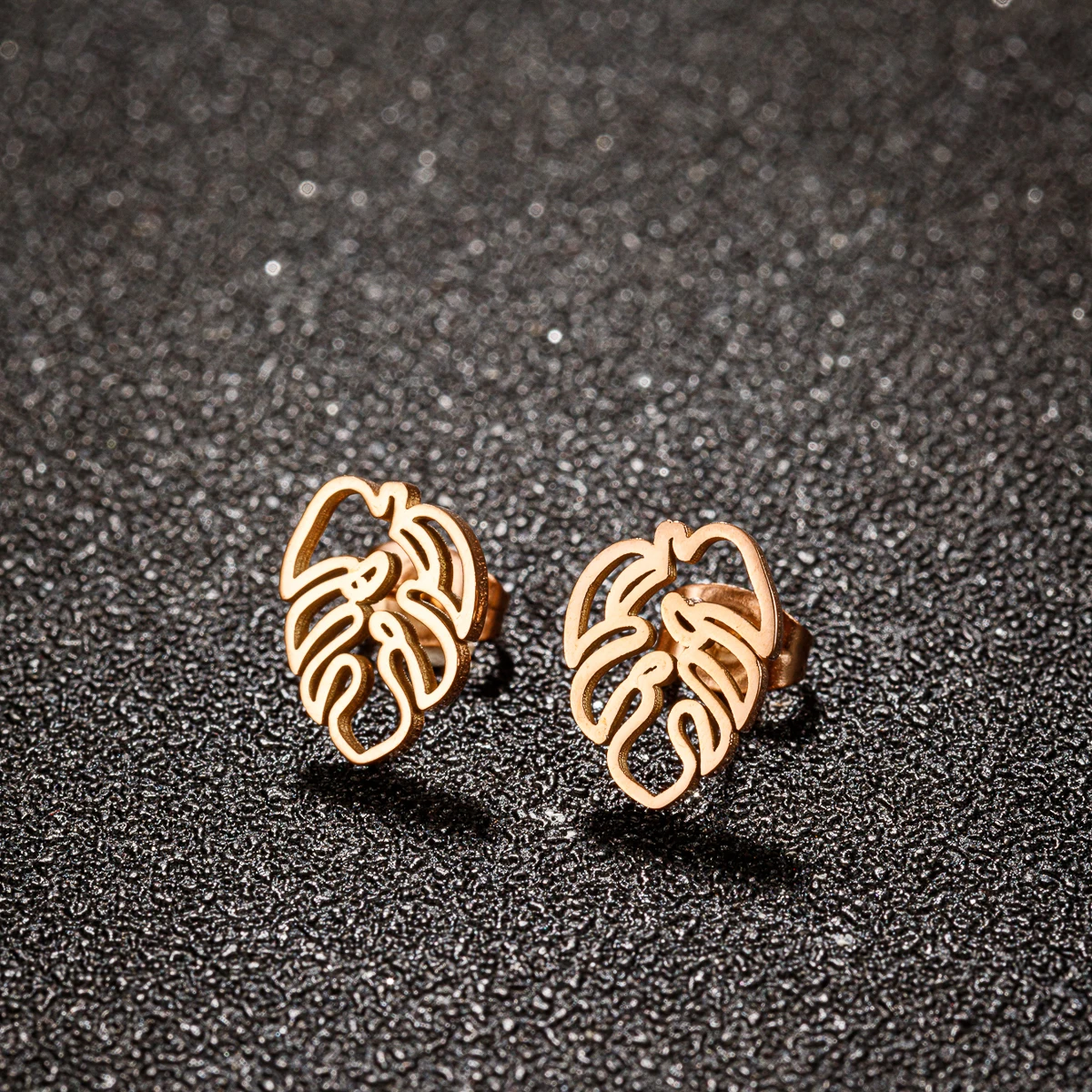 1 Pair New Fashion Small Monstera Leaves Ear Stud Stainless Steel Monstera Accessories Jewelry Gift