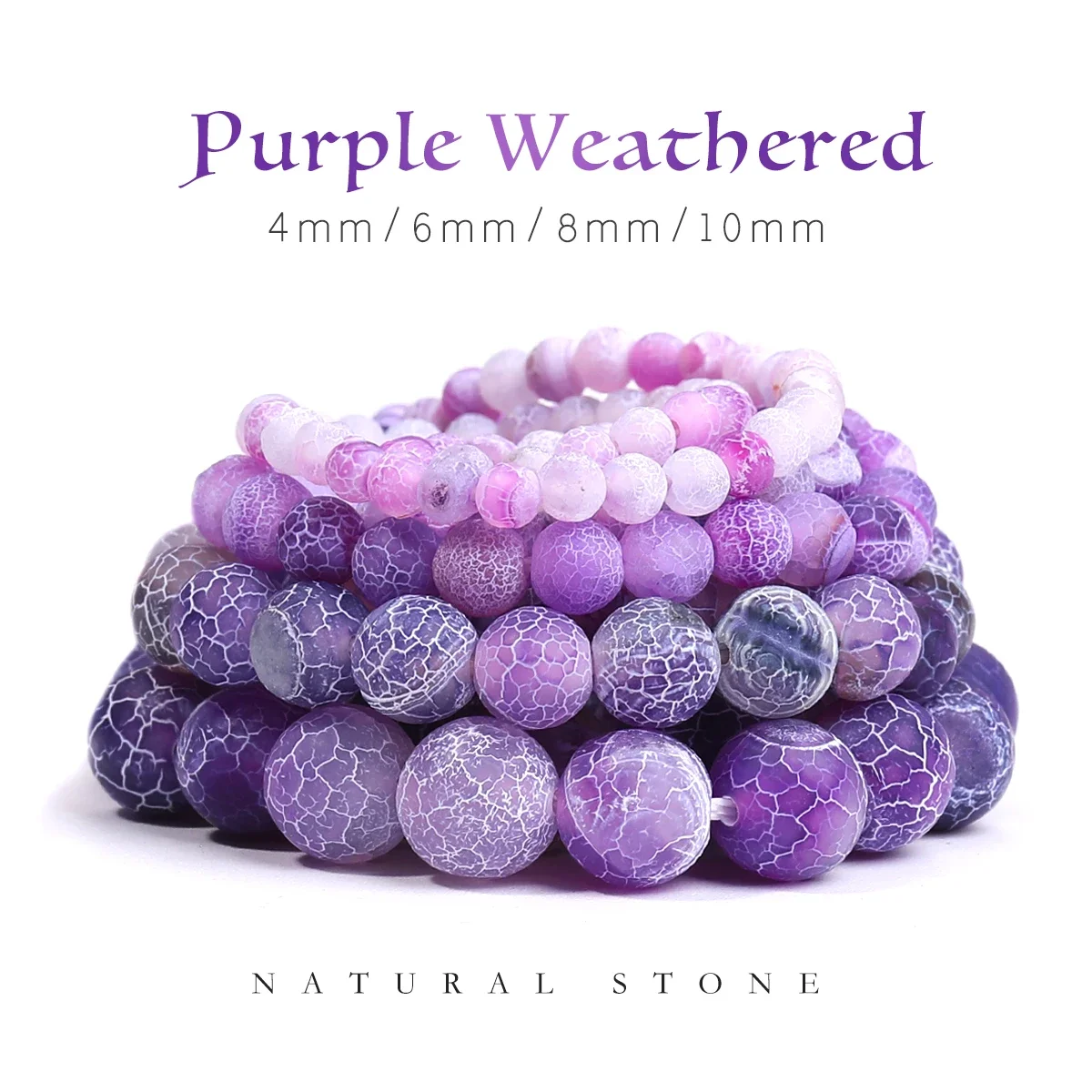 Dark purple weathered agate Cracked Vein Agate For Jewelry Making Diy Necklace Bracelet Earrings 4/6/8/10mm Wholesale