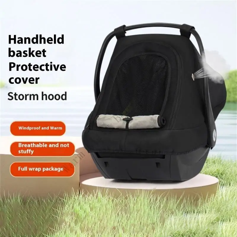 

Windproof Warm Baby Safety Car Seat Sunshade Cover Breathable Travel Outdoor Baby Bassinet Protective Cover with Mosquito Net