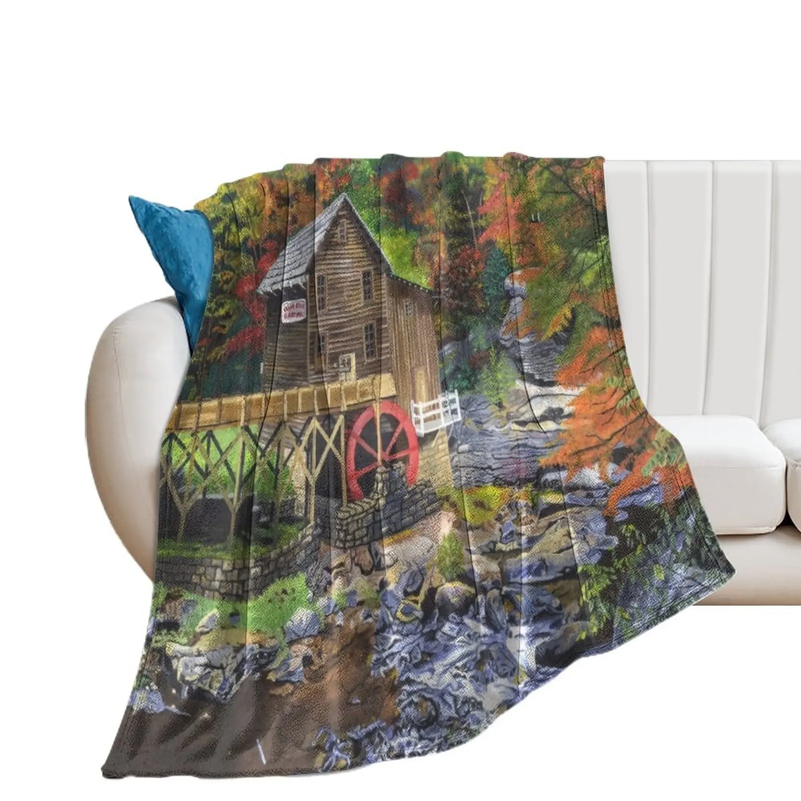 

Glade Creek Grist Mill, WV Throw Blanket Hairys Winter beds Flannel Flannel Fabric Blankets