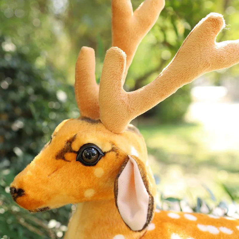 30-90cm Simulation Wild Lifelike Sika Deer Stuffed Animal Plush Toy Deer Plushie Doll for Kid Funny Birthday Gift Party Decor