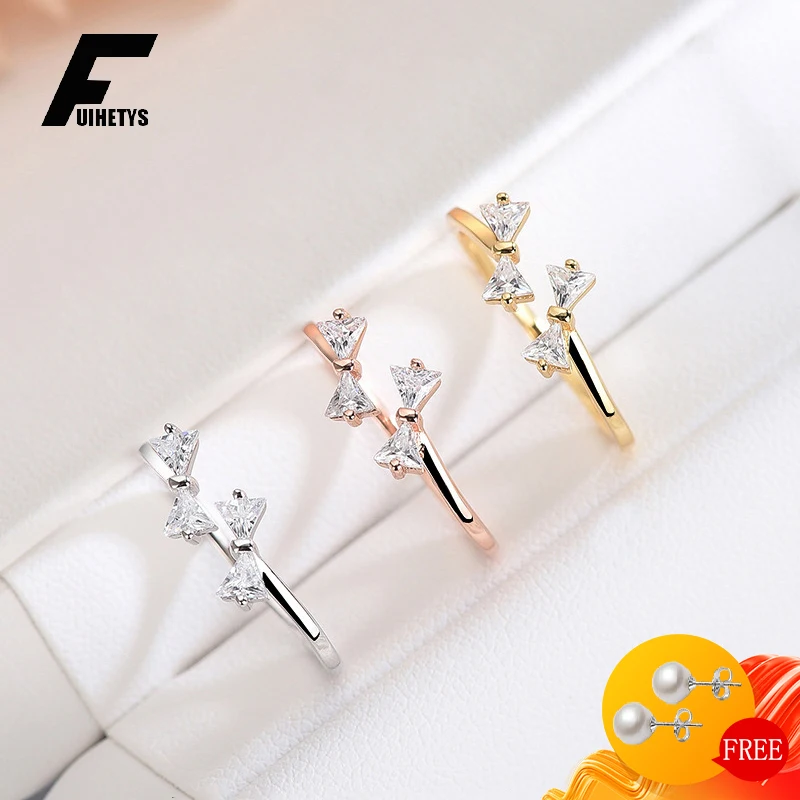 

Bowknot Shape Ring with Zircon Gemstone for Women S925 Silver Jewelry Open Finger Rings Wedding Party Bridal Ornaments Wholesale