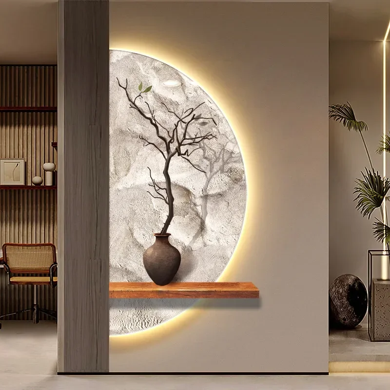 wabi-sabi wind semicircle moon porch hanging painting corridor aisle decorative painting bedroom bedside atmosphere
