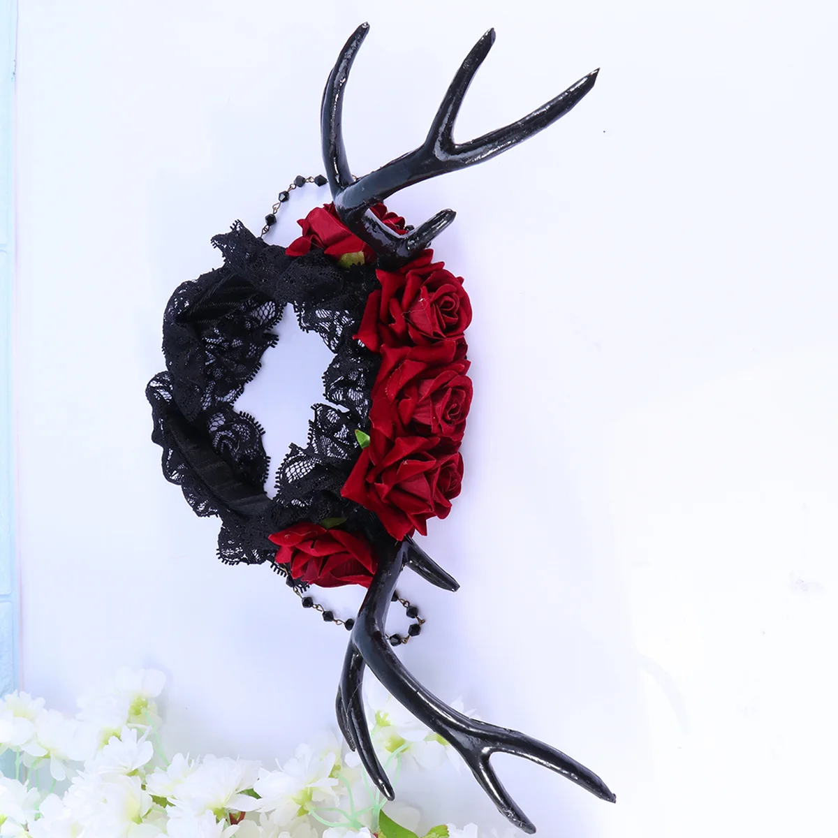 

Deer Horn Hair Hoop Creative Halloween Headband Gothic Roses Floral Party Festival Xmas Gift Kid Child Hair