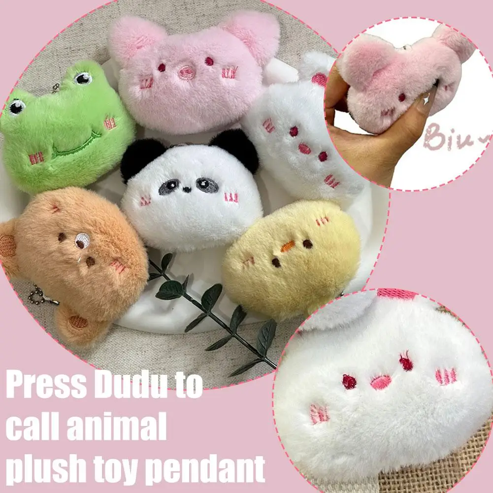 Soft Squeeze Panda Plush Keychain Cute Cartoon Pig Squeaking Rabbit Doll Chicken Toy Mini Bear Pendant Men And Women Plush 10cm