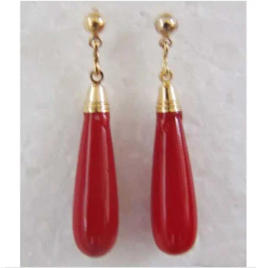 

Charming red natural jade danlge earrings good