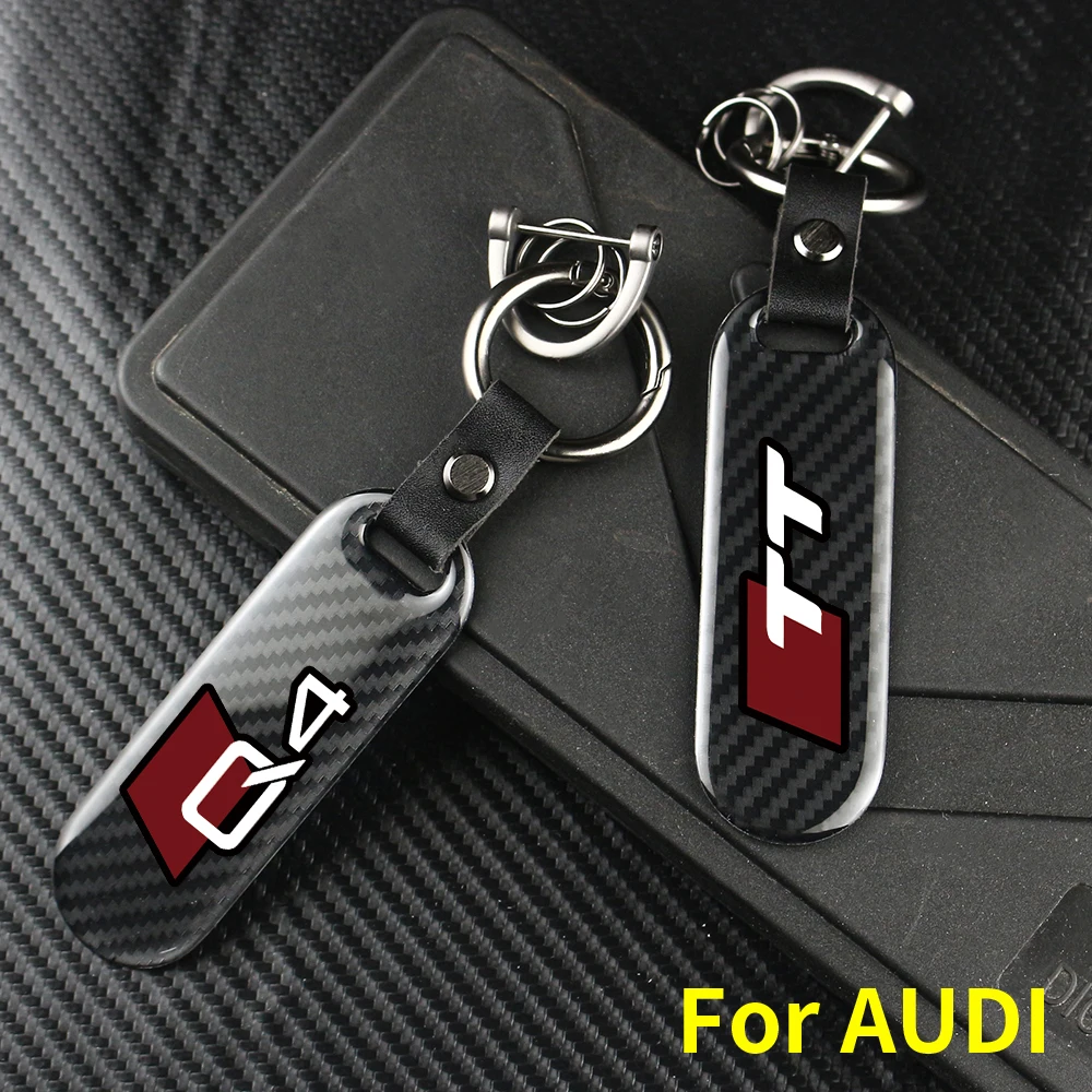 

Carbon Fiber Car Keychain Key Chain Pendant Keyring Horseshoe Buckle For AUDI Q1 Q2 Q3 Q4 Q5 Q6 Q7 Q8 RS TT Auto Accessories