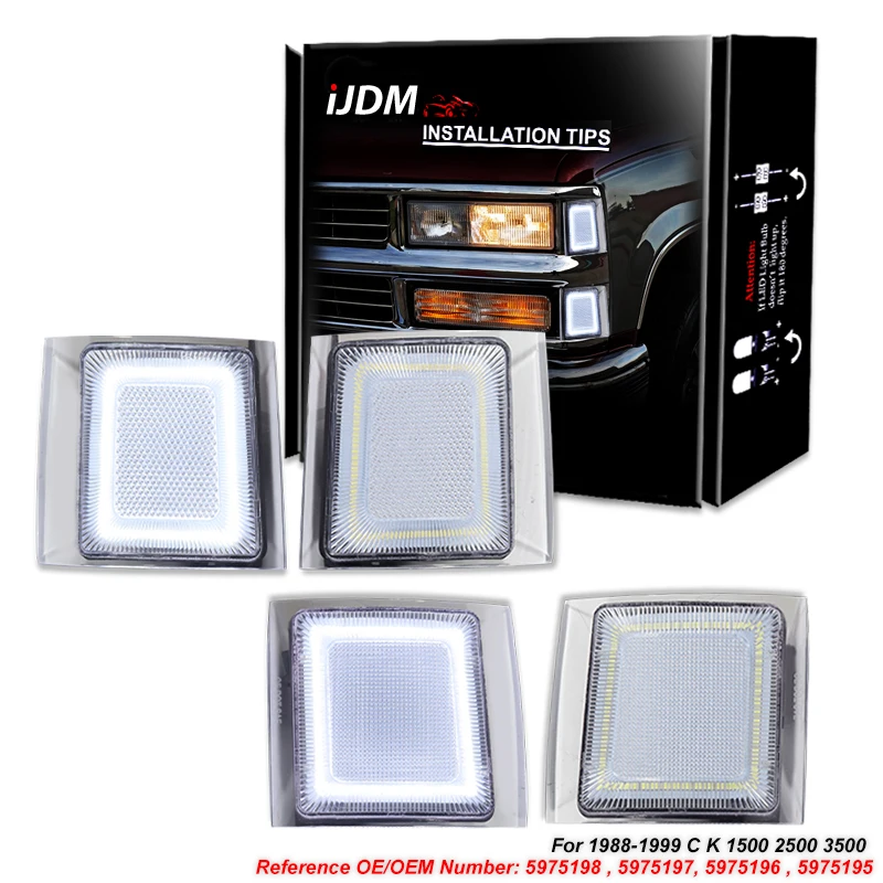 

iJDM For Chevrolet Suburban/Tahoe Blazer K1500 K2500 C1500 C2500 Side Marker Light Assembly Turn Signal Lights 1988-1999