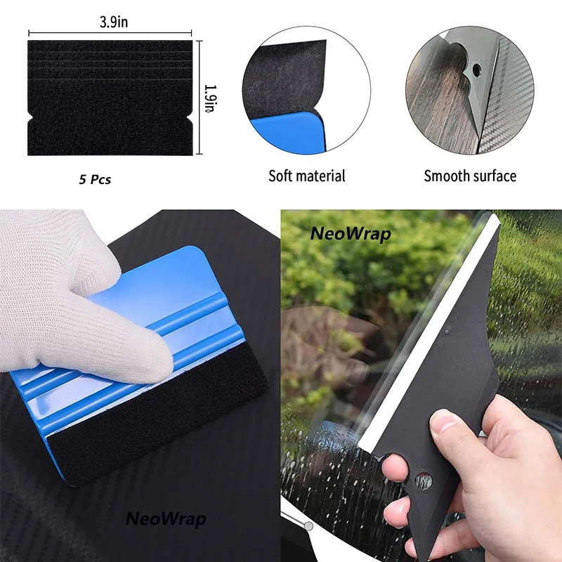Car Wrapping Window Tinting Kit with Wrap Knife Felt Squeegee Vinyl Spatula Plastic Scraper for Film Covering & Foil Application