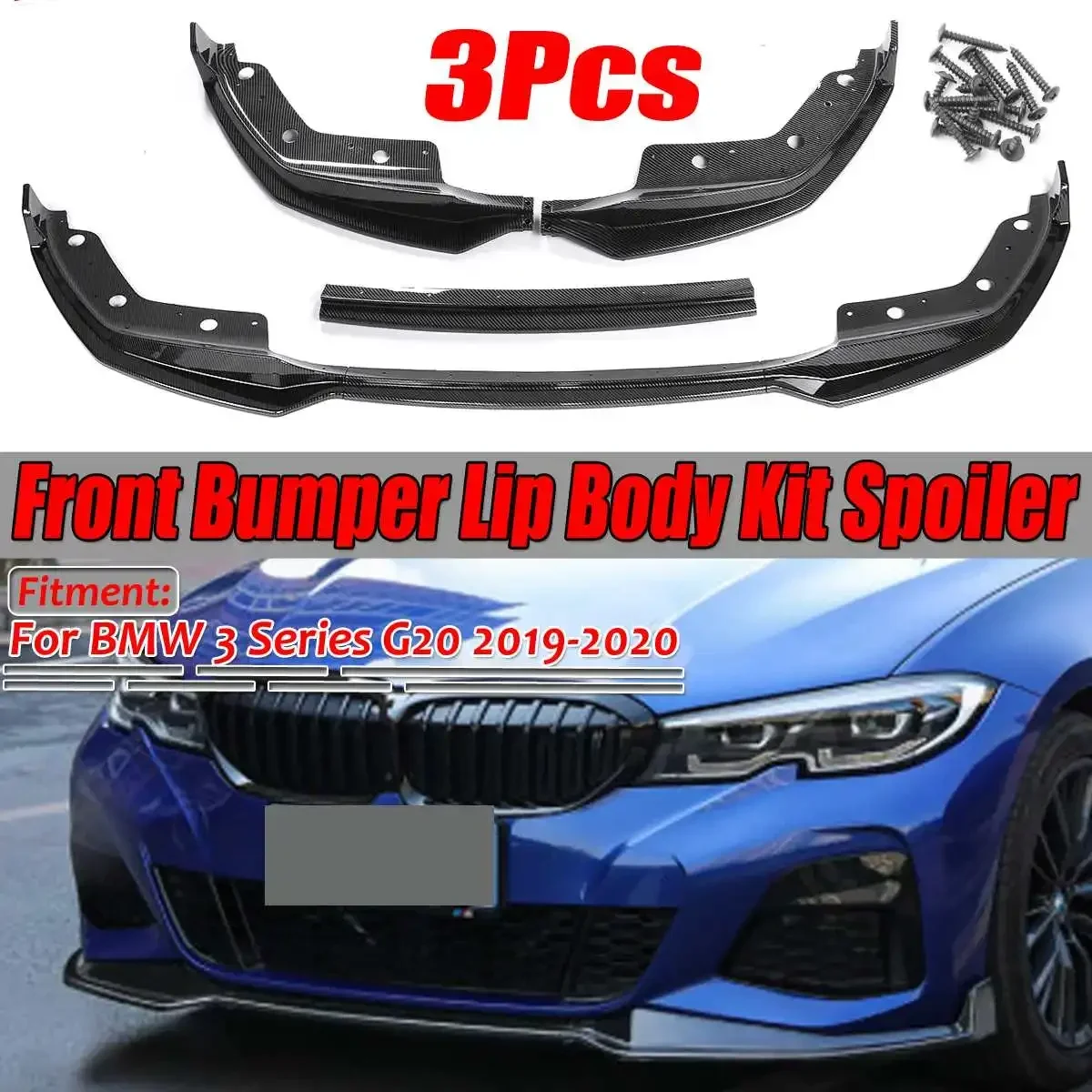 MP Style G20 Lip Car Front Bumper Lip Spoiler Splitter Diffuser Detachable Body Kit Cover Guard For BMW 3 Series G20 2019 2020