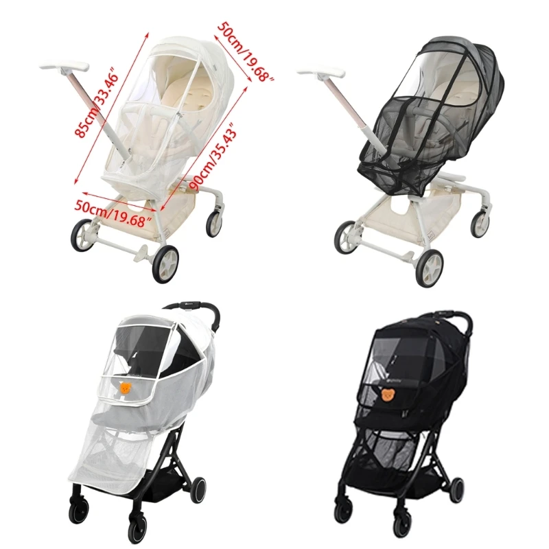 Portable Mosquito Net for Stroller Baby Stroller Sun-shade Stroller Mosquito Net Full-Cover Zipper Mesh Stroller Cover