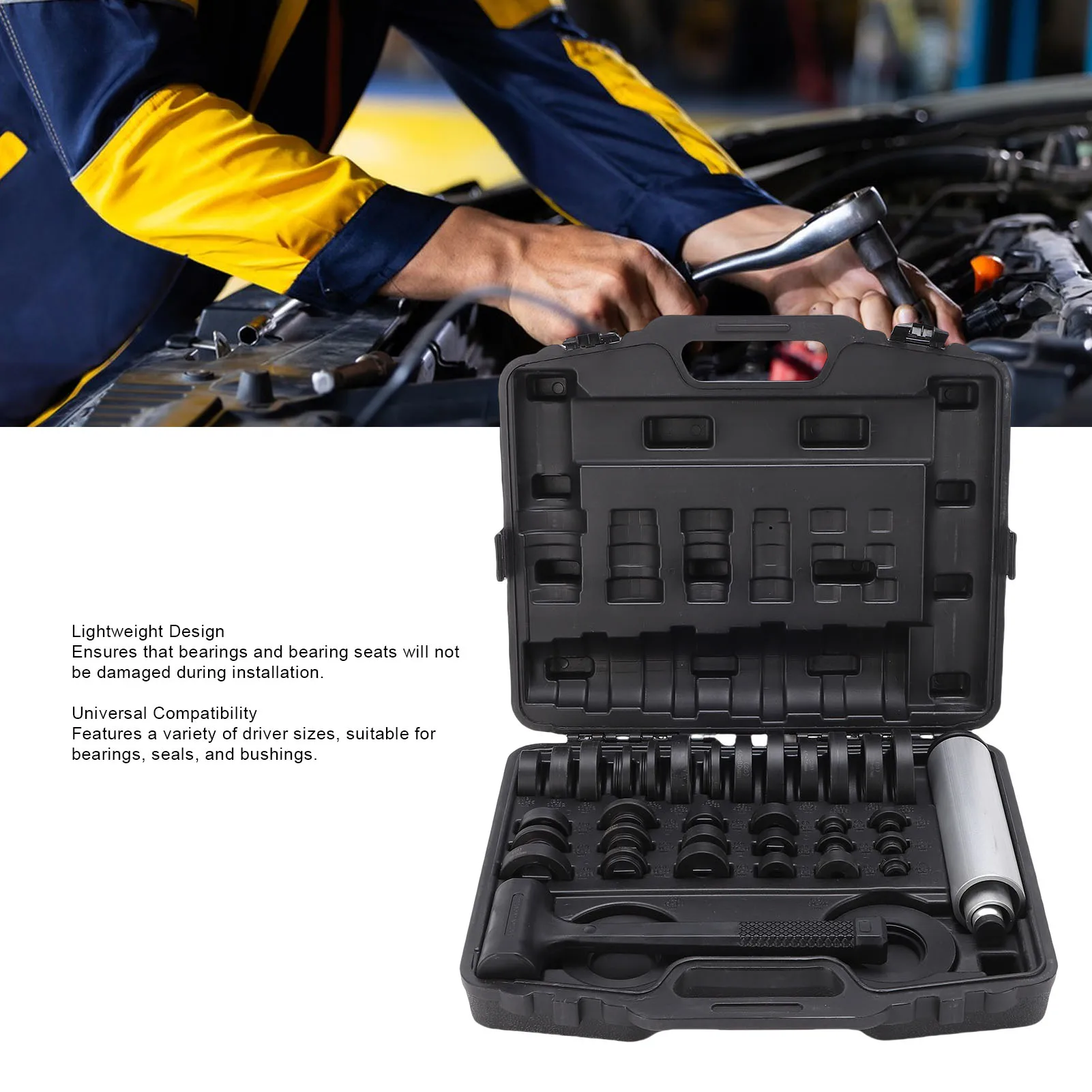 

Комплект для установки подшипников и уплотнений. Универсальный легкий комплект драйверов подшипников и уплотнений для обслуживания автомобиля.