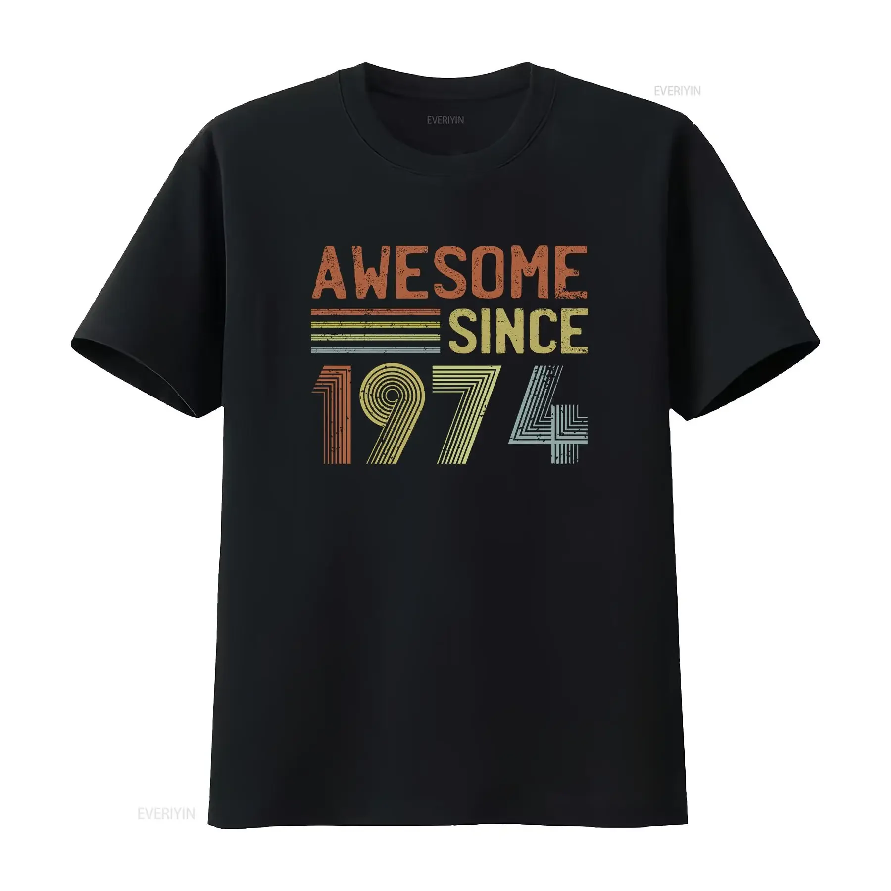 Mens 50th Birthday s For Him T Shirt Present 50 Years Old Born In 1974 vintage Washed Soft Top For Everyday Wear Casual