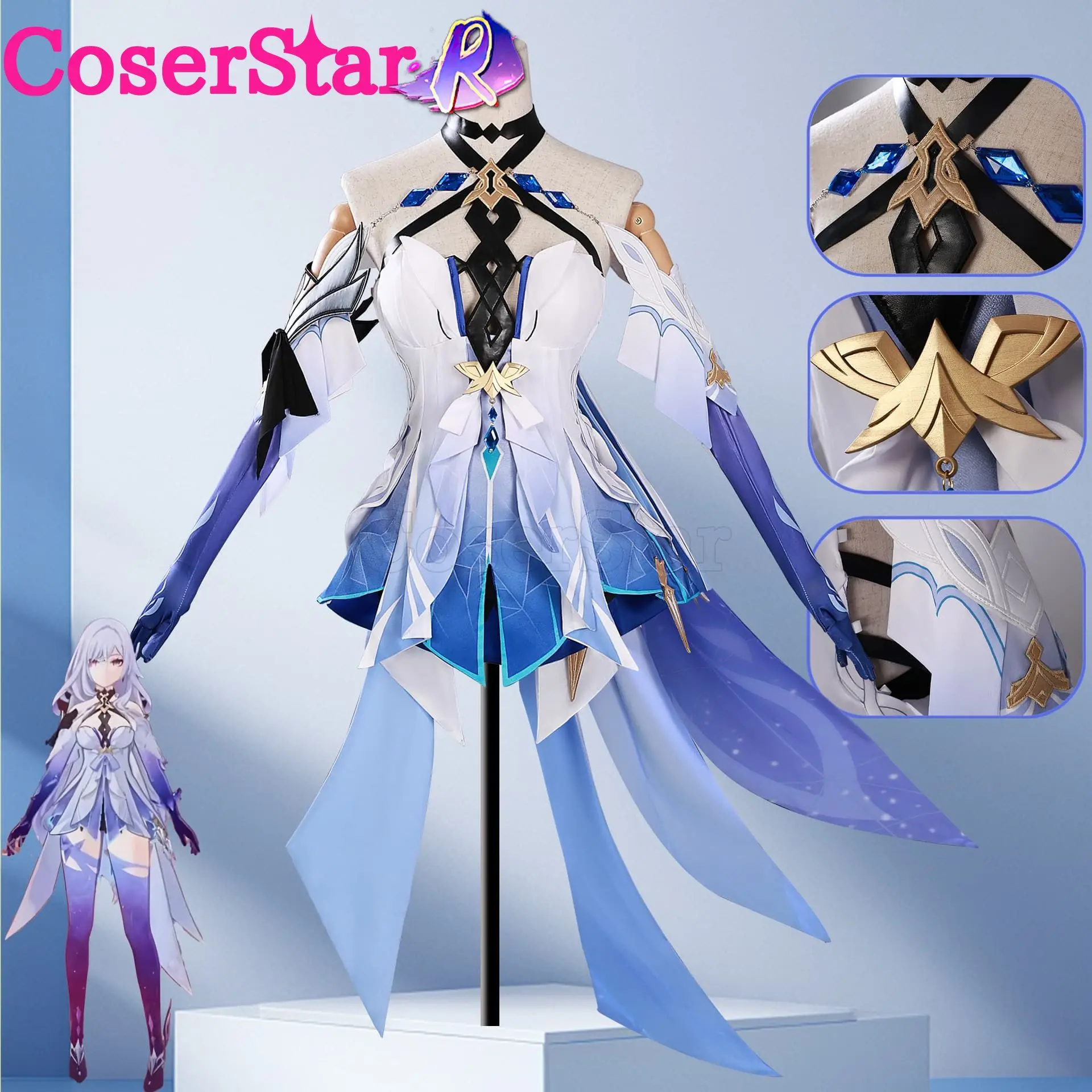 

CoserStar-R Game GenshinImpact Void Star Skirk Cosplay Costume Dress Outfit Women Halloween Party Role Play Wig Shoes