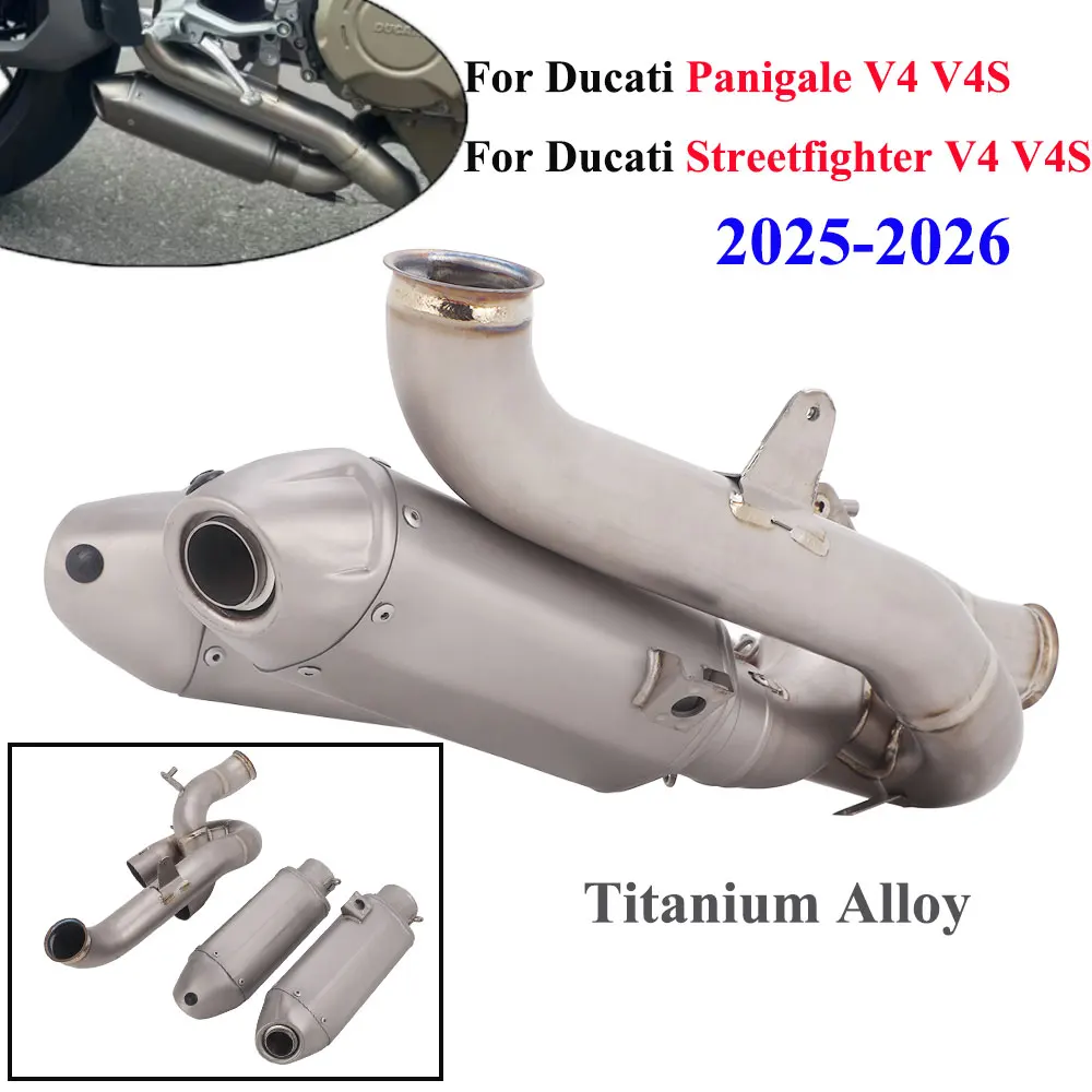 Per Ducati Panigale V4 V4S Streetfighter V4 V4S 2025 2026: Tubo di Scarico Centrale Slip-On con DB Killer in Titanio