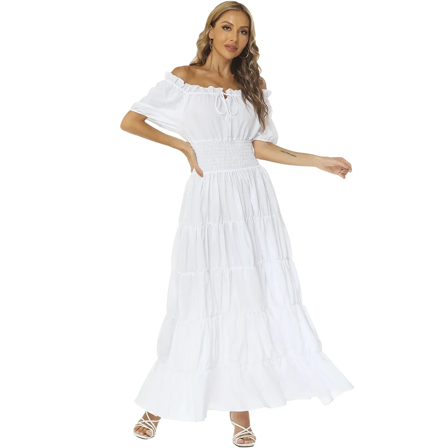 Robe Bohème Renaissance Aldult für Halloween, Robe Bohème Diogante, Taille Smockée, Robe de Kostüm Andersenro, Robe de Carnaval,