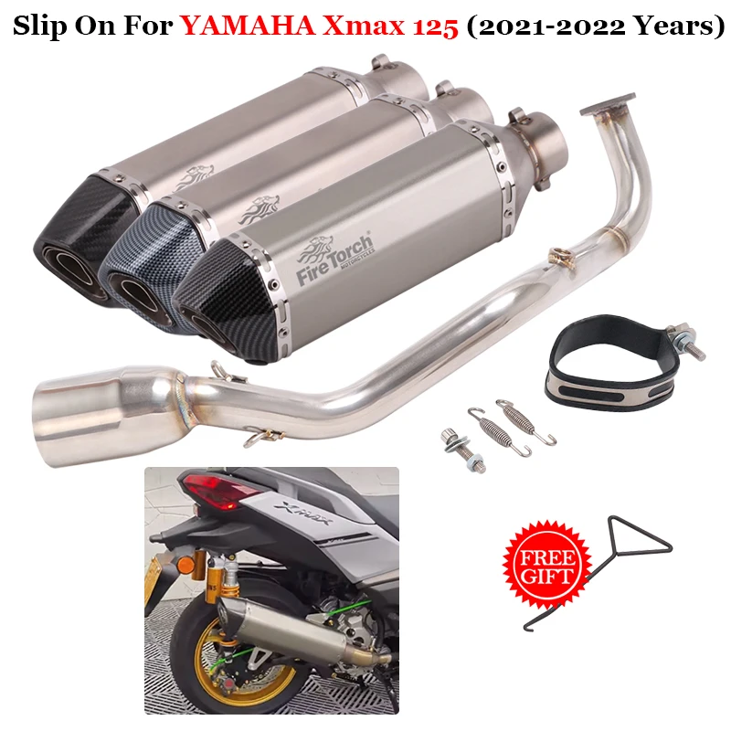 Slip On For YAMAHA Xmax 125 X MAX125 2021 - 2022 Motorcycle Exhaust Escape System Moto Muffler Front  Link Pipe With H2O Sensor