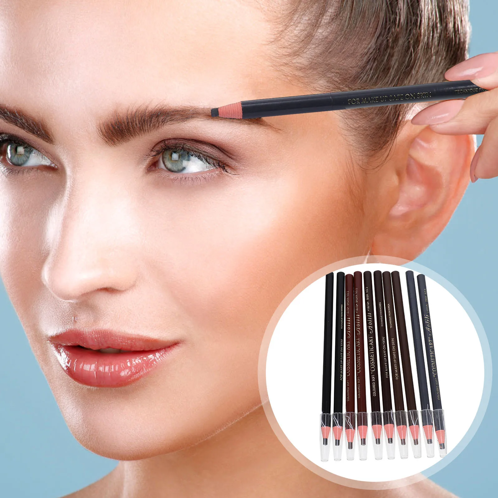 10 Uds. Lápices de cejas impermeables para mujer, bolígrafos para cejas naturales de larga duración, maquillaje portátil, regalo de cosméticos amigable para viajes