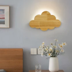 Creative Cloud Wall Lights Sconce for Boy Girl Child Room Bedroom Kids Lamp Nordic Modern Led Home Decor Wood Lighting Fixture