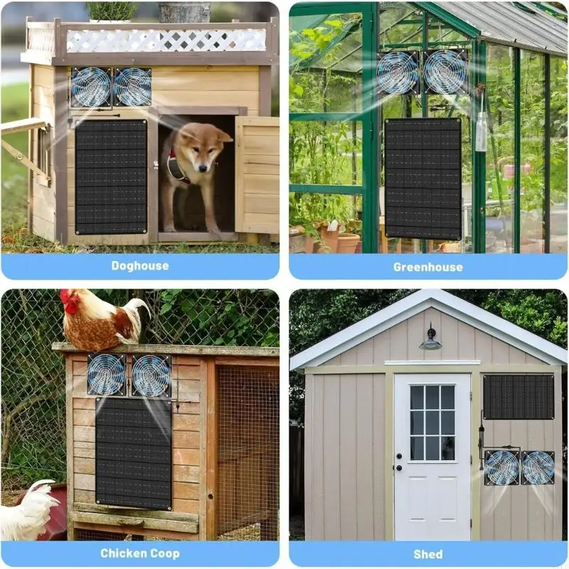 Solar Propelled Ventilation Unit Efficient Cooling Weatherproof Design for Campers Yachts Poultry Houses Pet Enclosures R6FB