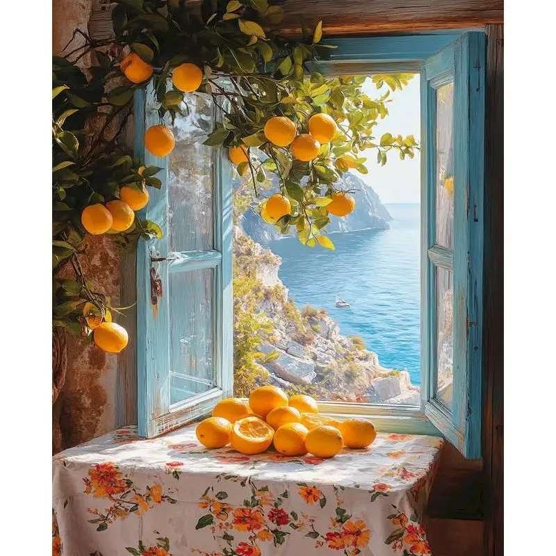 

GATYZTORY Pictures By Numbers With Frame window Landscape Painting By Numbers On Canvas Diy Home Decoration Handmade Gift