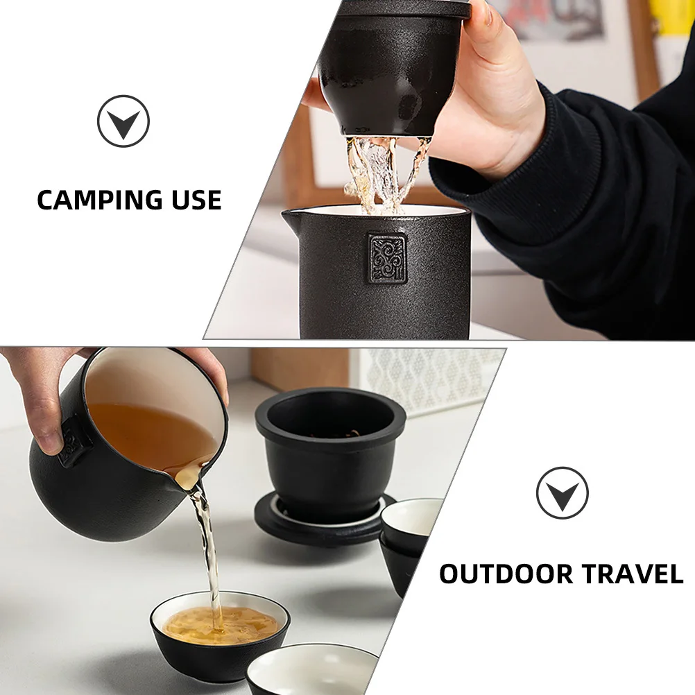 

1 Portable Travel Set Ceramic Kung Fu Accessories With Storage Bag For Outdoor Camping Home Office Use Tea Cup Teapot Set Travel