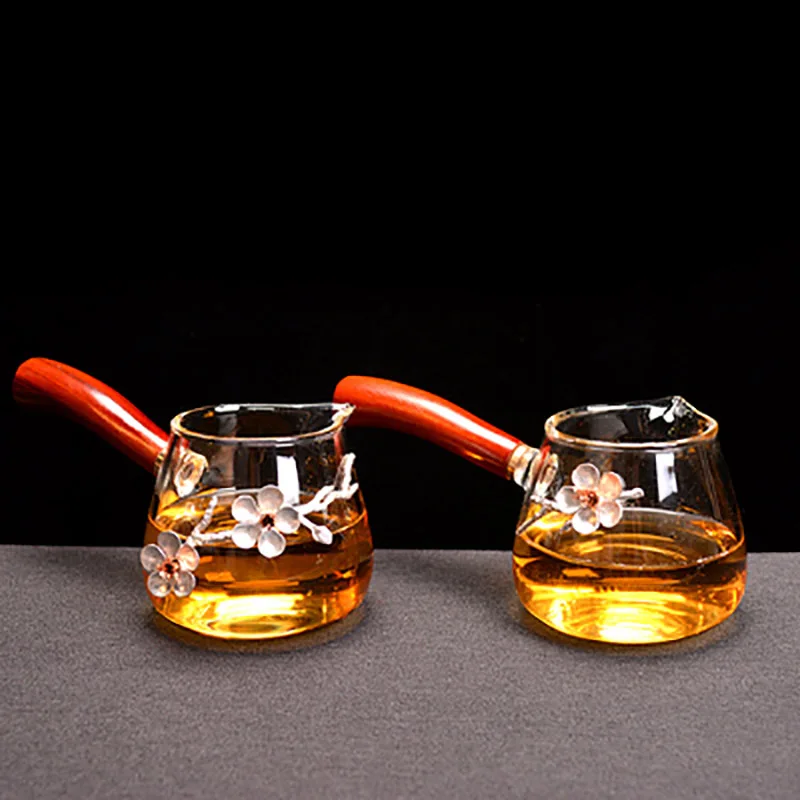 

Glass Tea Infuser Pot Heat Resistant Teapots Cup With Wood Handle Kung Fu Puer Drinkware Tea Service Office Home Kettle