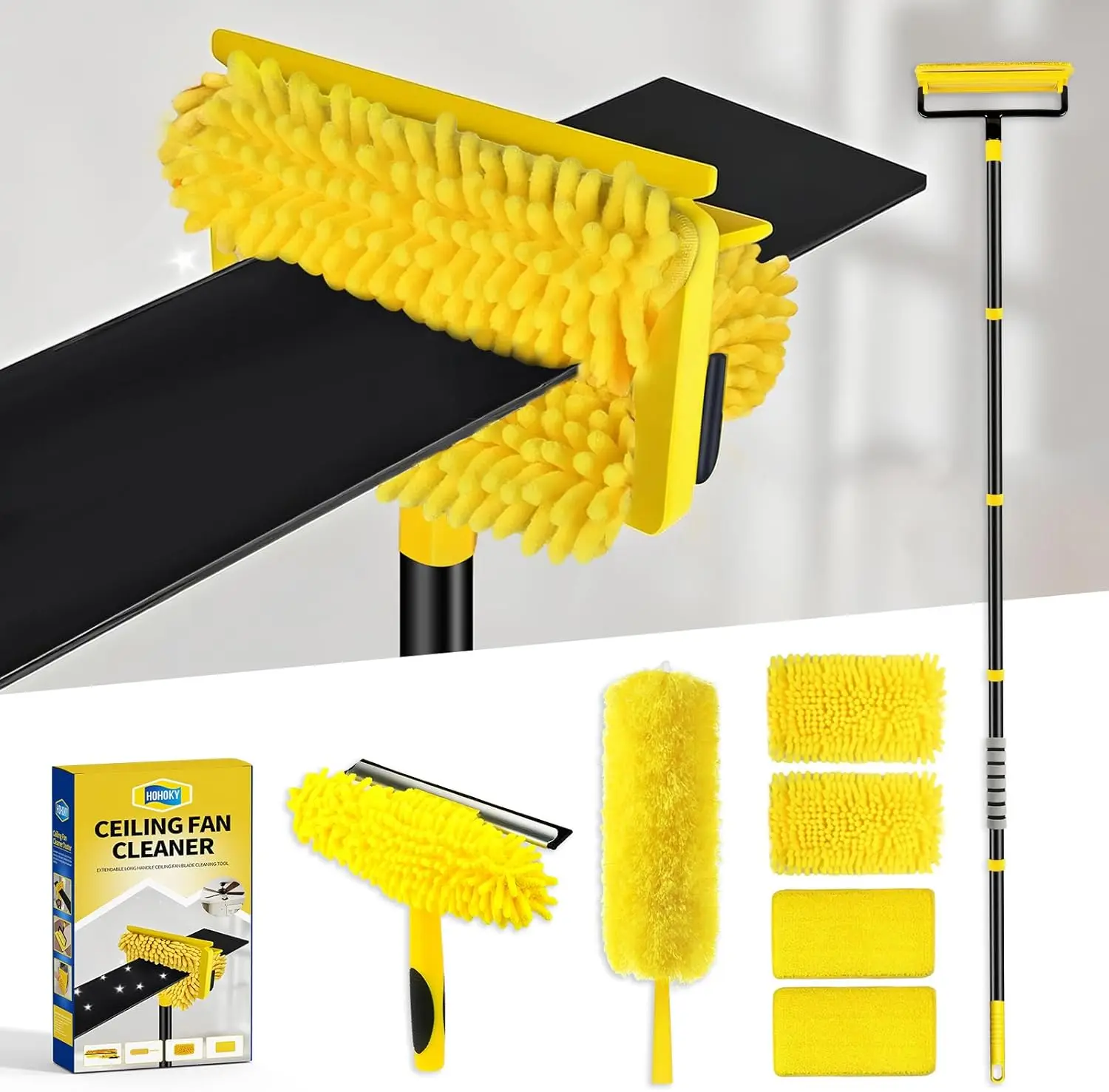 

High Ceiling Fan Cleaner Duster for Fans Blades Cleaner with 78.7in Extension Pole Extra Long Handle Cleaning Tool，Reusable Chen