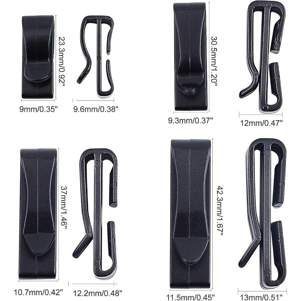 80 Pcs Webbing Ending Clip 4 Size Adjust Keeper Buckle Quick Slip Keeper Connect Buckle for Backpack Adjusting Strap