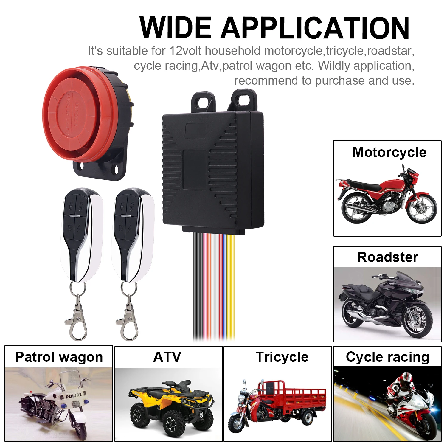 Dispositif antivol à distance pour moto, système d'alarme de sécurité RL, télécommande pour vélo et scooter, 1 jeu, 12V