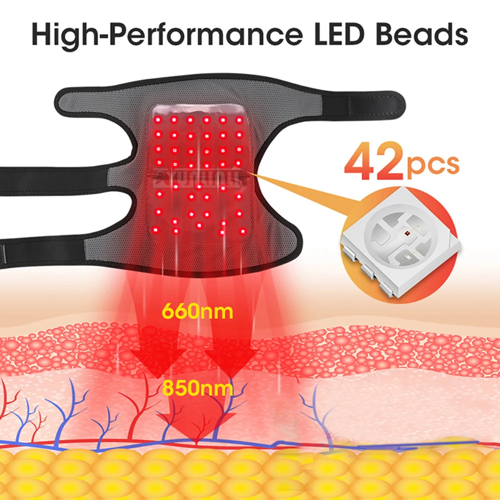الضوء الأحمر وسادة الركبة 660 850 الأشعة تحت الحمراء حبيبات مصباح مستديرة متفاوتة الأحجام العلاج الطبيعي الساخن ضغط تدليك للمفاصل #4