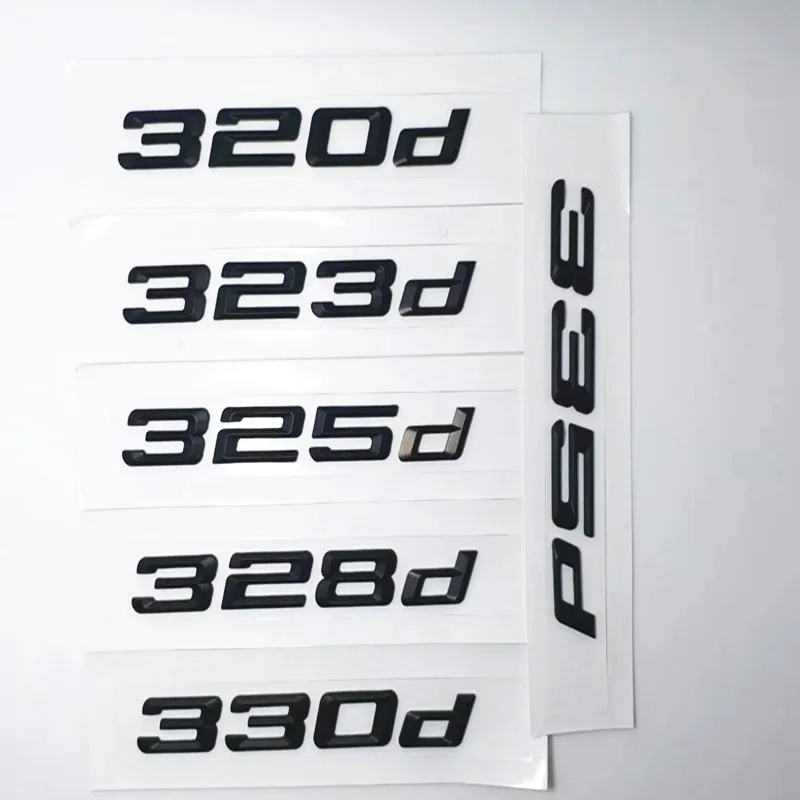 3D Chrome Black Car Letters Rear Trunk Emblem Badge Sticker For BMW E90 E46 F30 F31 E36 325d 328d 330d 320d Logo Accessories