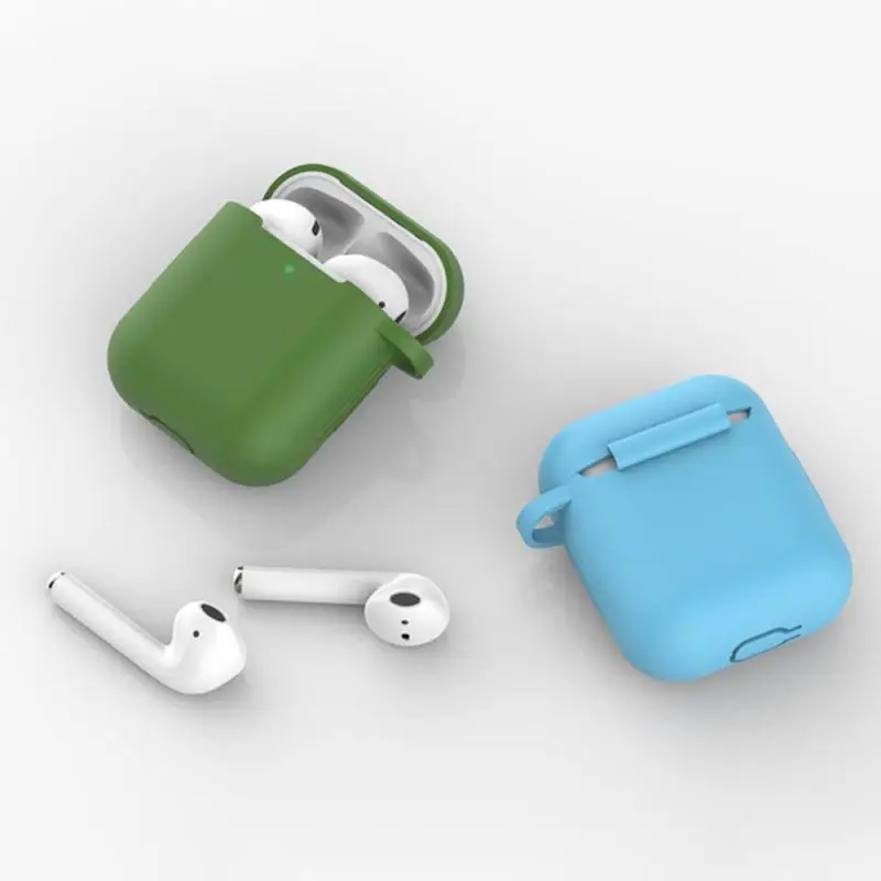 Siliconen Oortelefoon Hoesje Voor Airpods 1/2 Gen Hoesje Wirless Koptelefoon Huidvriendelijke Oordopjes Case Met Haak Iphone Case Tas