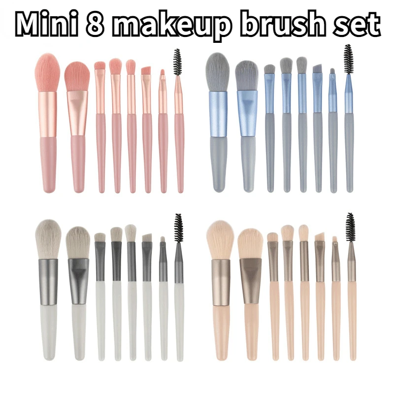 Mini Version 8 Makeup Brush Set Portable Travel Set Soft Hair Eyeshadow Brush Foundation Brush Beauty Tools PU Bag