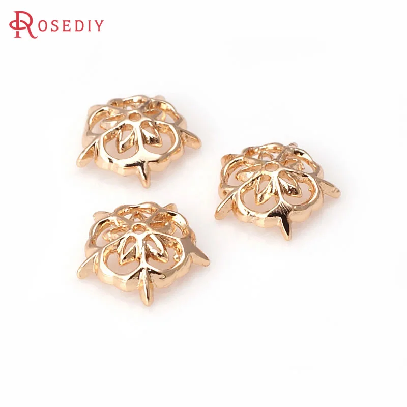 10MM 18K Gold Color Brass Snowflake Beads Caps High Quality Diy Jewelry Making Supplies Earrings Accessories for Women