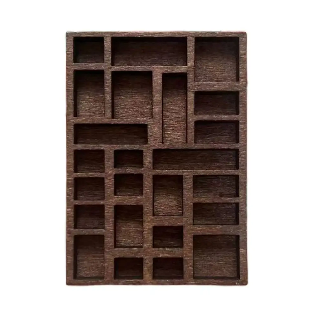 NEW Brown Miniature Trinket Shelf Variety Grids Compartments Mini Jewelry Holder Goods Display Rack Model