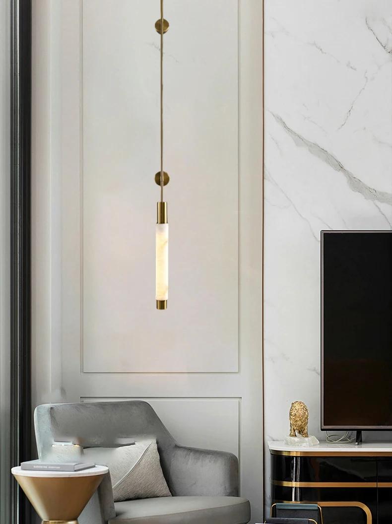 Simple Natural White Marble Wall Light Copper