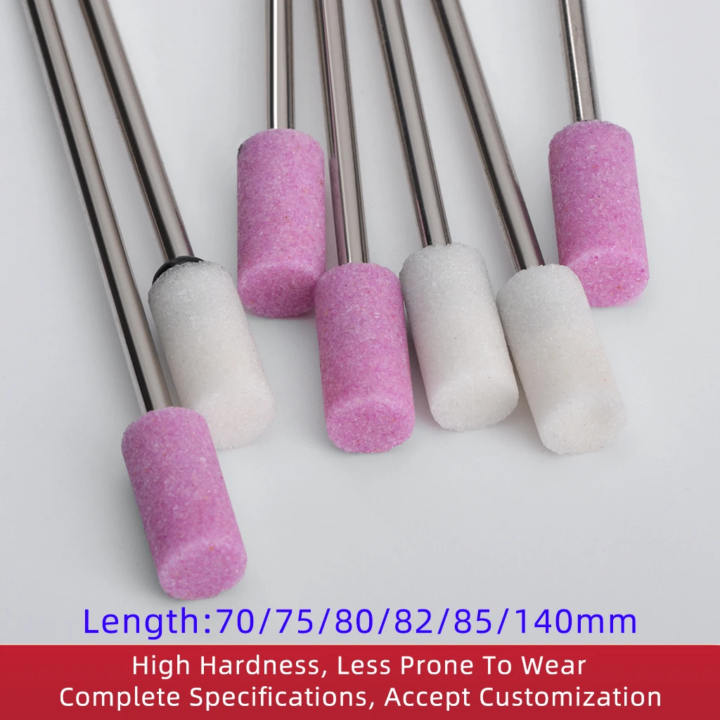 Extended Shank Abrasive Mounted Points Red Corundum Grinding Head 6mm Shank for Metal Polishing & Deburring