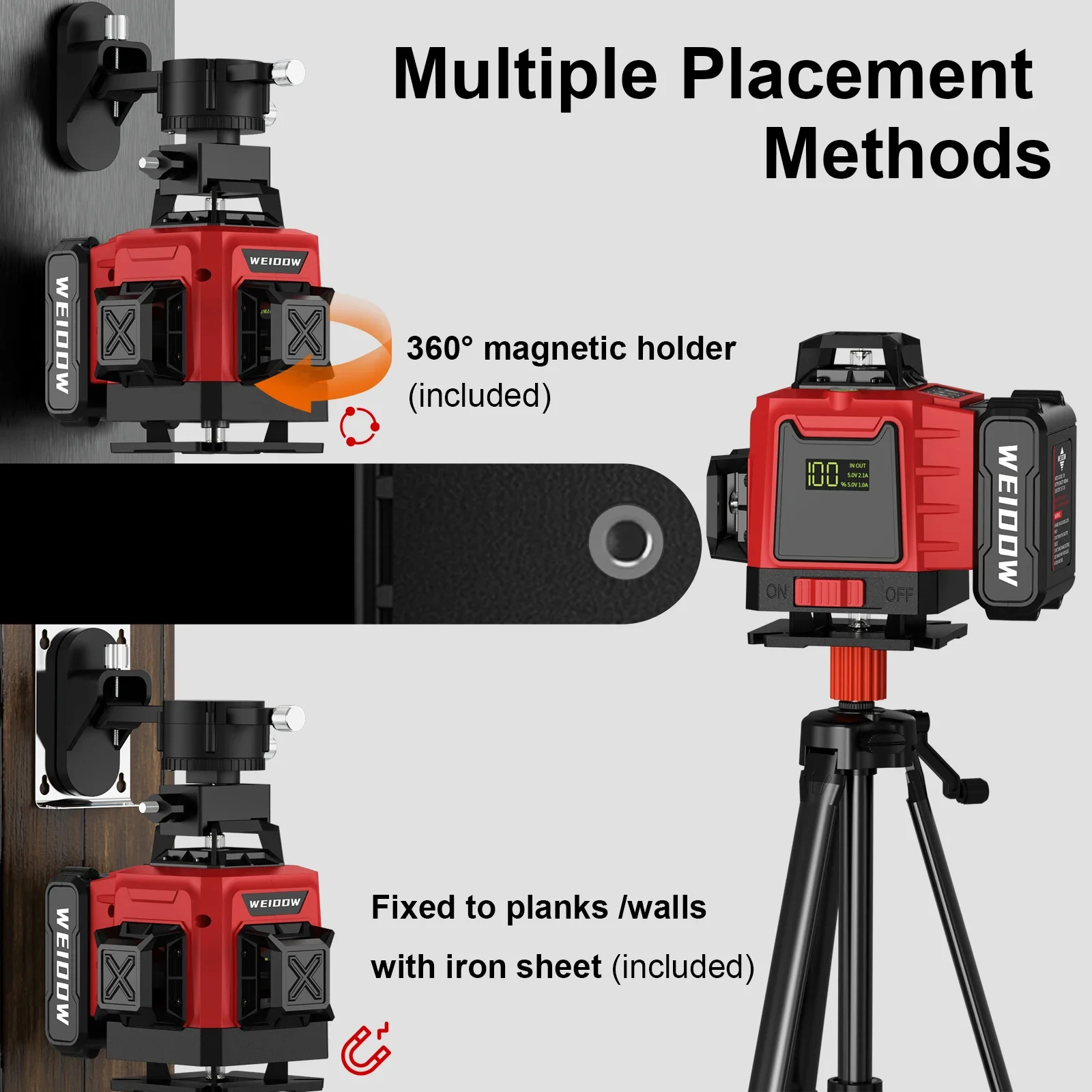 WEIDDW 4D 16 Lines 360°Self-leveling Laser Levels withTripod and Suitcase Horizontal And Vertical Professional Laser Level Tool