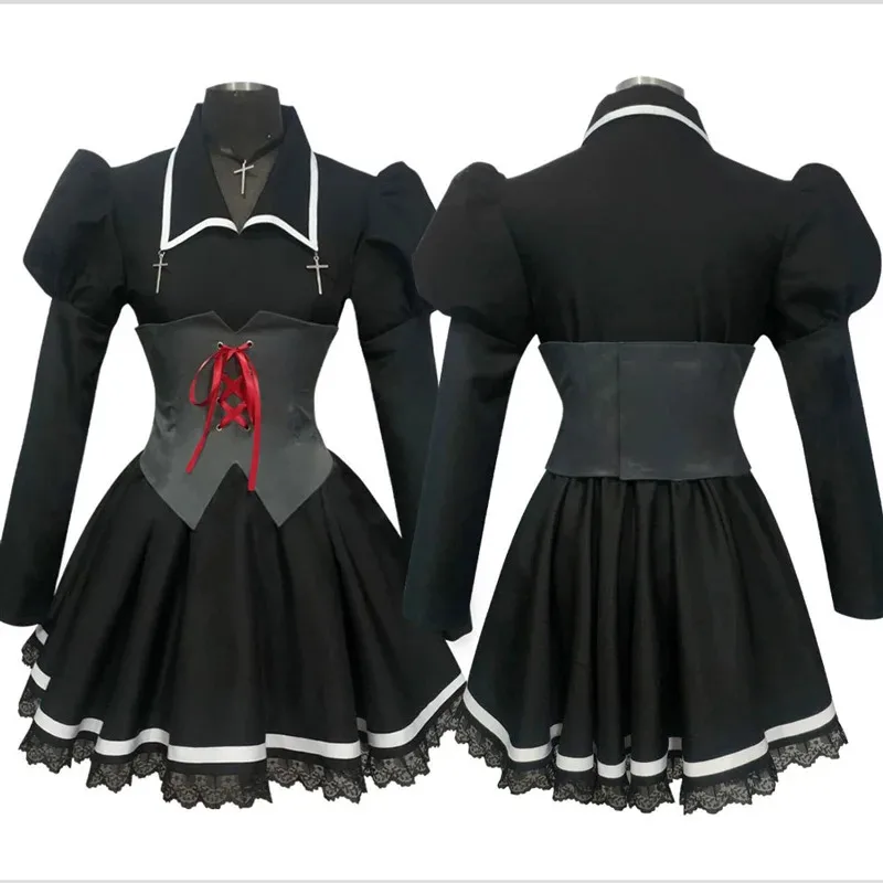 أزياء أنيمي شوجو شارا التأثيرية هوشينا أوتاو فستان تسوكيومي أوتاو تنورة سوداء للنساء زي البحارة بدلة الهالوين التأثيرية