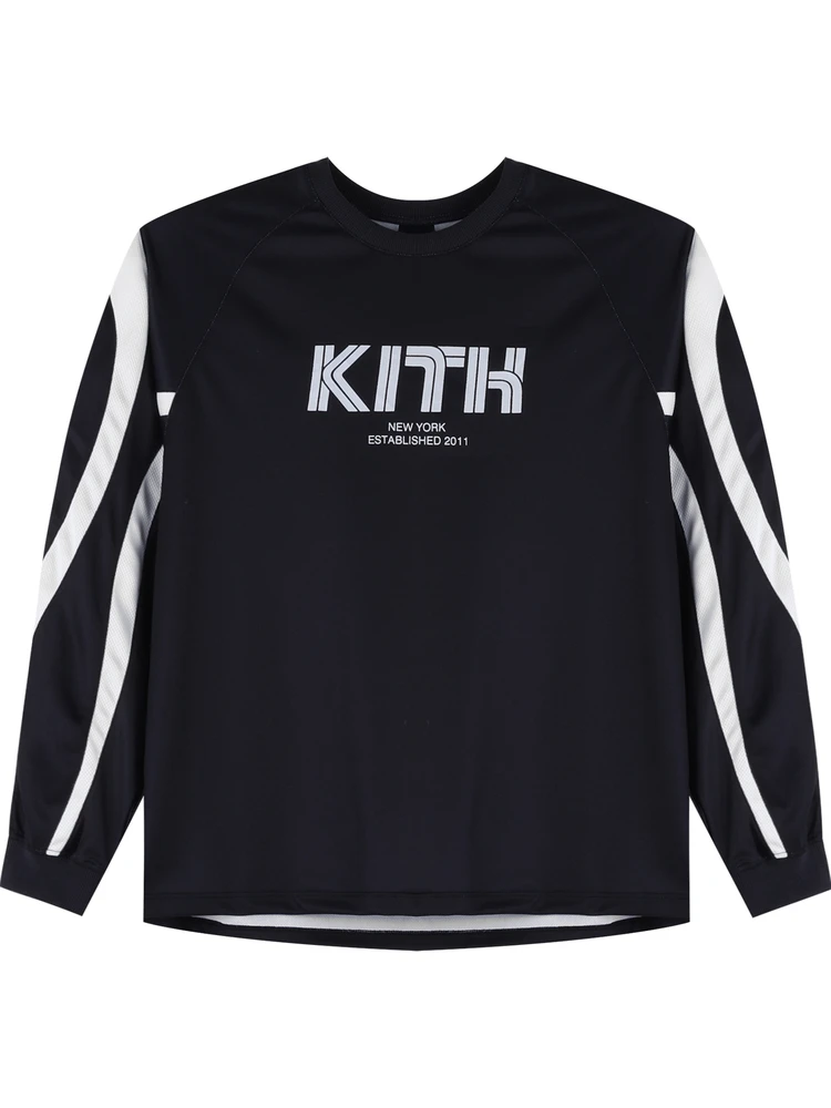 

KITH Мужская спортивная футболка Long Sve для езды на велосипеде Qui Dry Top Baskeall Training Ooting American Sle Осень Зима